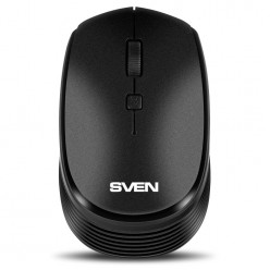 SVEN RX-210W Wireless, Optical Mouse, Symmetrical shape, up to 1400 DPI, number of keys 3+1 (scroll wheel), 1 battery AA, USB, 2.4 GHz, Black